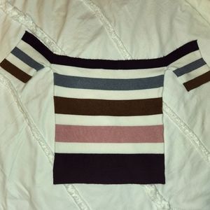Sold - Over the shoulder stripped crop top